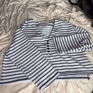 Urban Outfitters Striped V-Neck Button Sweater